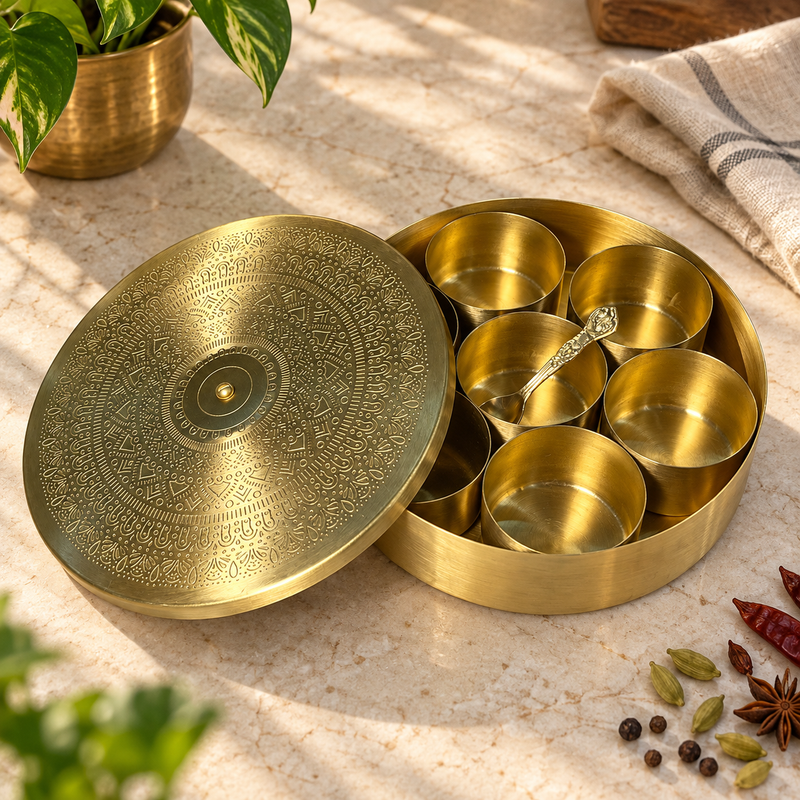 How to Organize a Brass Masala Dabba: A Practical 7-Spice Setup