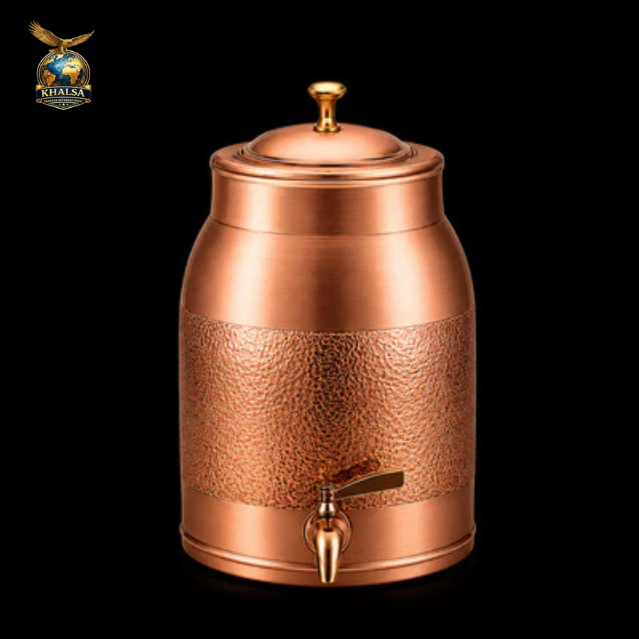 Copper Water Dispenser Forest Green Solid Color with Brass Tap