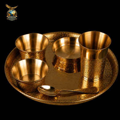 Classic Hammered Brass Dinner Set