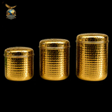 Brass Hammered Canisters (Dibbas) – Pack of 3