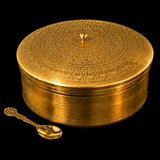 Handcrafted Brass Masala Box with 7 Compartments & Brass Spoon