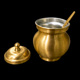 Brass Ghee Pot with Lid & Spoon