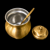 Brass Ghee Pot with Lid & Spoon