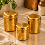 Hammered Brass Canister Set (Pack of 3)