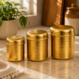 Hammered Brass Canister Set (Pack of 3)