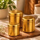Hammered Brass Canister Set (Pack of 3)