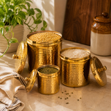 Hammered Brass Canister Set (Pack of 3)