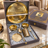 Khalsa Traders Brass Paisley-Engraved 7-Piece Thali Gift Set