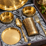 Khalsa Traders Brass Paisley-Engraved 7-Piece Thali Gift Set