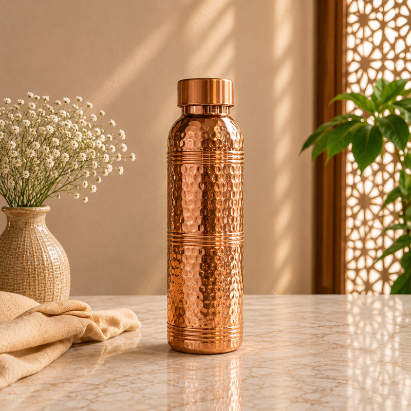 Hammered Copper Water Bottle -(1L)