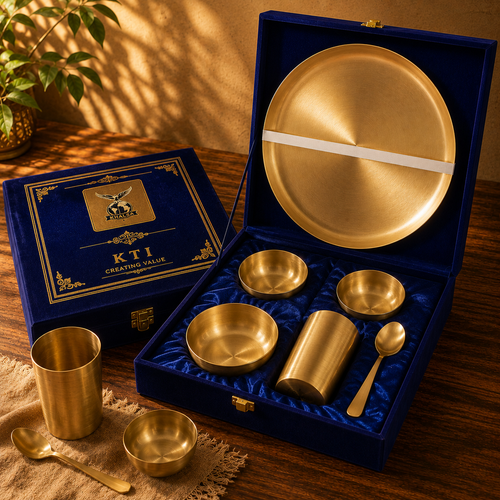 Bronze Thali Dining Set front-facing gift box image