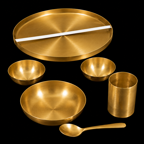 Brass Flair Kansa Thali Set (6 Pieces)