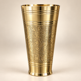 Handcrafted engraved brass tumbler studio product photo