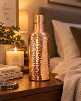 Hammered Copper Water Bottle – Rounded Shoulder, bedroom lifestyle