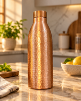 Hammered Copper Water Bottle – Tapered Shoulder, kitchen lifestyle