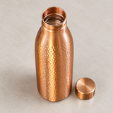 Hammered Copper Water Bottle – Tapered Shoulder, open top view