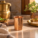 Hammered copper tumbler 50mm traditional kitchen lifestyle image