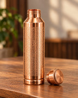 Heritage Floral Engraved Copper Water Bottle with lid removed