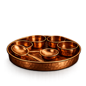Copper Thali With 5 Katori (7 pc Set)