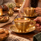 Heritage Engraved Brass Cup & Saucer served with chai