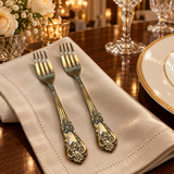 Ornate fork set of two — luxury dining table lifestyle view