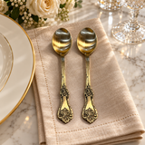 Ornate spoon set of two — luxury dining table lifestyle view