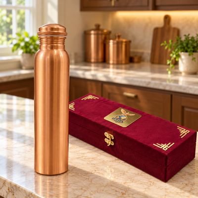 Slim Brushed Copper Water Bottle