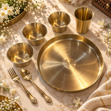 Premium Brass Dining Thali Set top angle lifestyle