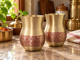 Heritage Red Floral Brass Tumbler Set of 2 heritage kitchen image