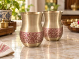 Heritage Red Floral Brass Tumbler Set of 2 hero lifestyle image