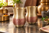 Heritage Red Floral Brass Tumbler Set of 2 traditional kitchen image